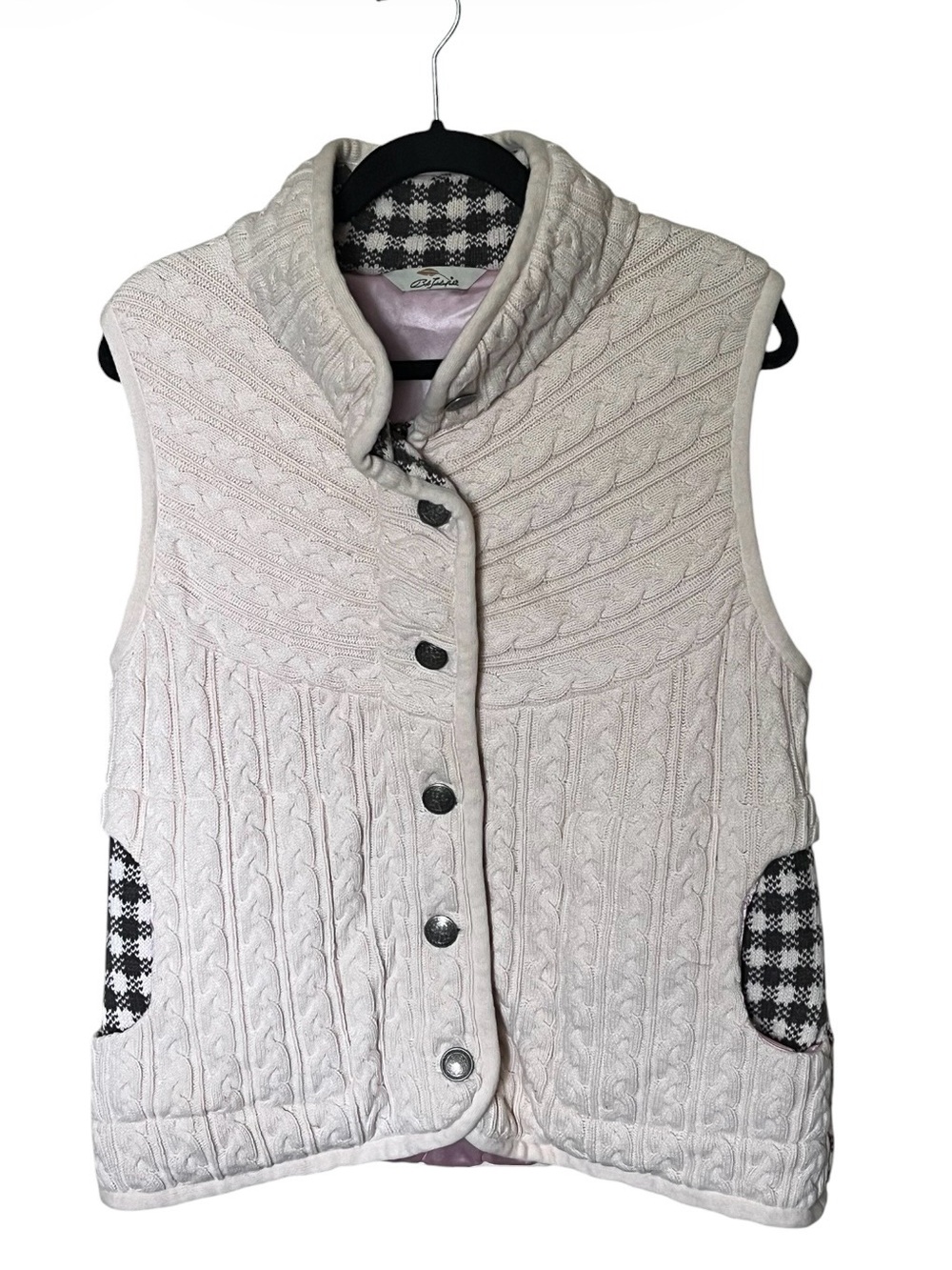 Bob Timberlake 100% Cotton Cream Ivory Cable Knit Zip/Button Front Vest Size XL